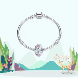 LaMenars Hand Drawn Love Heart Happy Anniversary Beads Pendant 925 Sterling Silver with Cubic Zirconia Suitable for Europe Gifts for Women Girls Bracelet and Necklace, Cubic Zirconia