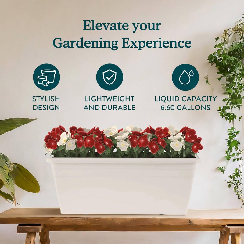 HC Companies 24 inches Deck Rail Box Planter with Easy