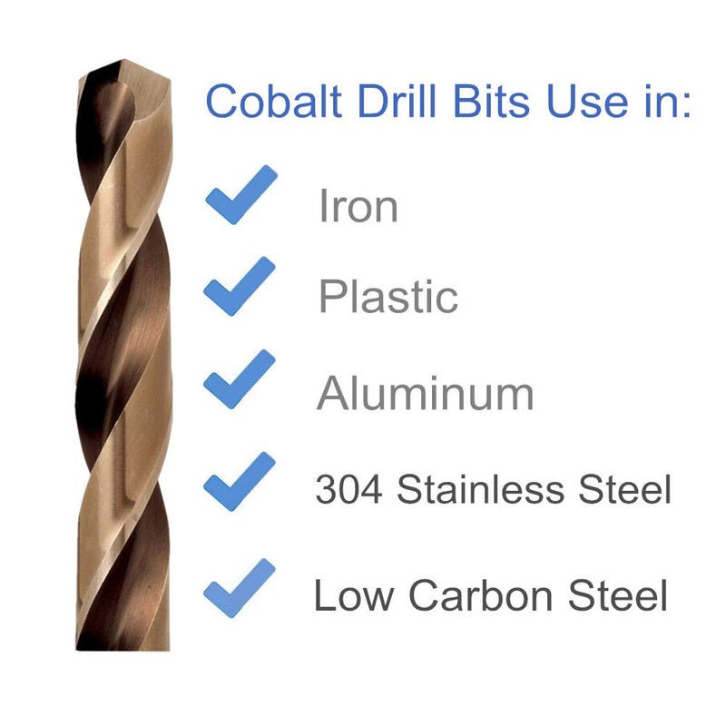 20PCS, 7/64", Cobalt Twist Drill Bits for Metal