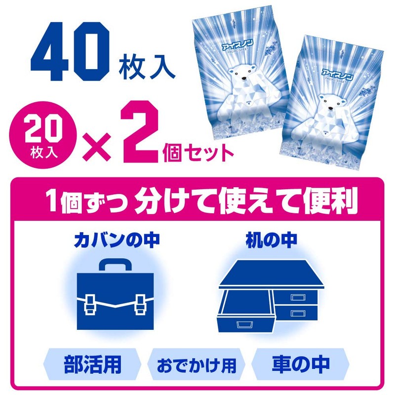 Ice None Ultra Cold Face Wash Sheet, Mint Scent, 40