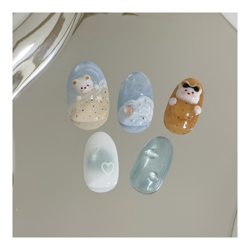 [Handmade Nail Tips] Vacationing by the sea Nail Tips -