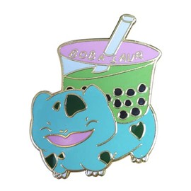Kawaii Bulbasaur Boba Bubble Tea Straw Metal Enamel Pin Backpack Small Cute Colourful Unique Cartoon Collection