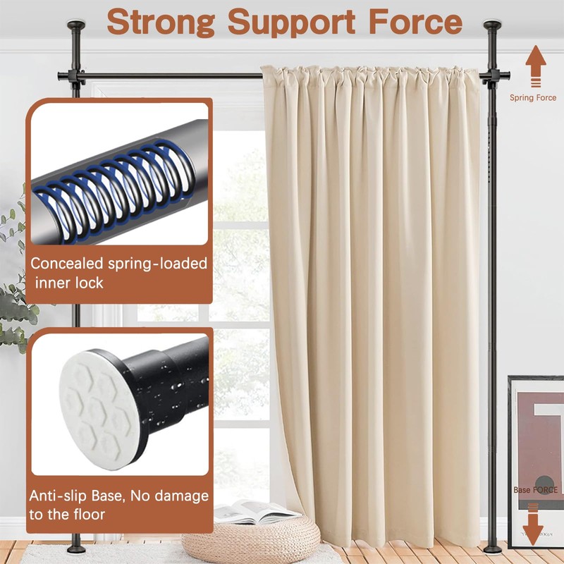 Room Divider No Drilling Curtain Rod Wall Divider for Room