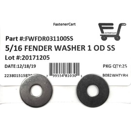 5/16 ID x 1 OD Stainless Steel Fender Washer Large OD Flat Washers .045 Thick 18-8 SS (25 Pieces)