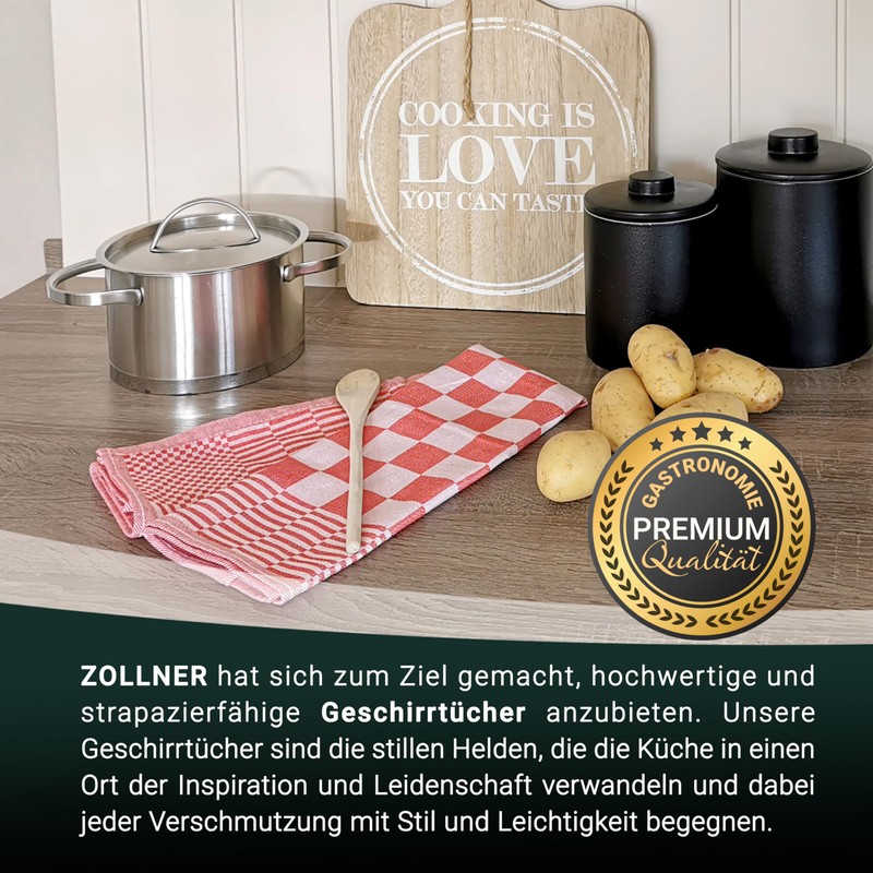 ZOLLNER 352 Tea Towels, 65 x 65 cm, 100% Cotton,
