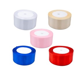 WEAXIO 5-Rollen-5-Farben-22 Meter Satinband, festes Gewebe-Band-Rolle-Geschenk-Wrap-Bänder für Geschenkverpackung, Kunsthandwerk, Weihnachtsfeier-Geburtstagsdekoration Hochzeitsverpackung