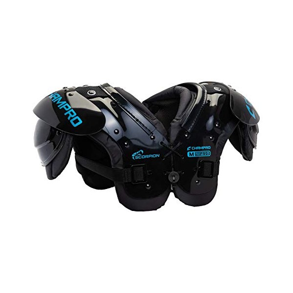 CHAMPRO Youth Scorpion Shoulder Pad, Black, Blue, 60-90 lbs (FSP5)