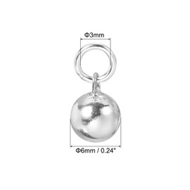 PATIKIL 2pcs Silver Beads Embellished 6mm Silver Ball Pendant Decoration Silver Round Beads for Jewelry Making Bracelet Earrings Small Bulk Silver