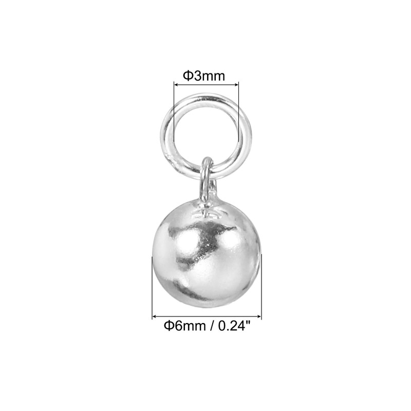 PATIKIL 2pcs Silver Beads Embellished 6mm Silver Ball Pendant Decoration