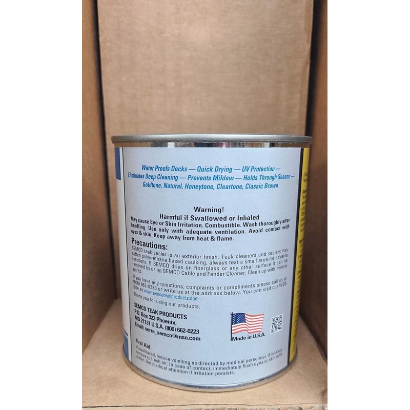 Semco Teak Sealer Honey Tone Quart Size