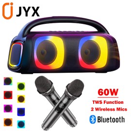 Universal JYX Poweful Bluetooth Speaker 3D Surround Audio Subwoofer with 2 UHF Microphones