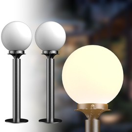 Lightdot 23'' Globe Outdoor Lamp Post Light, IP65 Waterproof Street Yard Lamp Post for Outside, Black Pole Outdoor Post Light Fixtures for Garden Patio Driveway(E26 LED Bulb Included)-2Pack