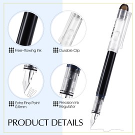 Sabary 12 Pieces Disposable Fountain Pens Fine Point Calligraphy Fountain Pens Ink Pens Writing Office School Supplies for Sketching Journaling Doodling and Gifts (Black, Blue)