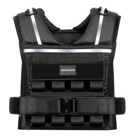 Adjustable Weighted Vest Men 2-35 LBS, Rucking Vests for Walking with Reflective Stripe, 1.2" Ultra Thick Shoulder Padding Strength Training Workout Vest for Running GYM Home, Detachable Iron Weights