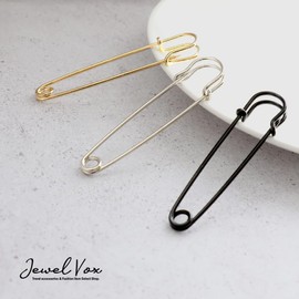 JewelVOX Brooch, Simple, Quilt Pin, Safety Pin, 2.8 inches (7.0 cm), Stall Pin, Stylish, Adult, Plated