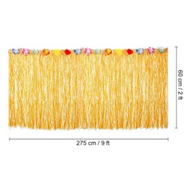SVUPUE Hawaii Table Skirts, Table Skirt 275 x 60 cm, Hawaii Party Decoration, Hawaii Table Skirts, Hawaiian Party Decoration, for Parties, Holidays and Outdoor Gatherings, Gold
