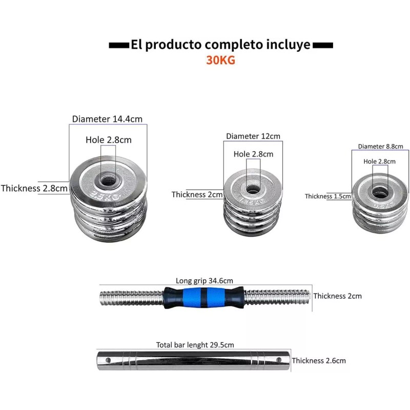Foünd Sports Kit De Mancuernas Pesas Con Barra Discos Ejercicio