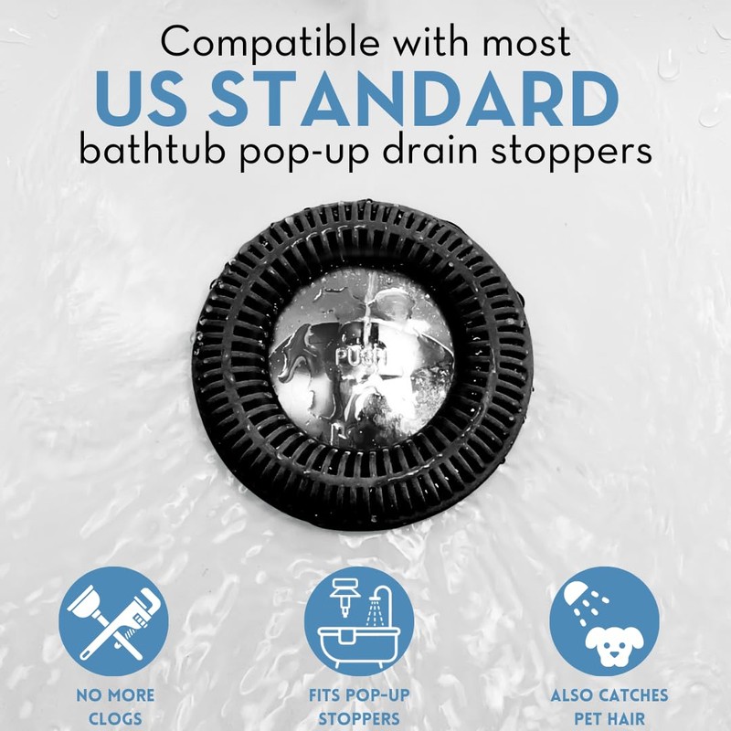Hair Catcher for Shower Drain & Bathtub – TubRing Pop-Up