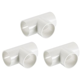 sourcing map 1-1/2" PVC Tee, 3 Pcs 3 Way Elbow Connector Furniture Grade PVC Tee Elbow Pipe Fitting Adapter Corner Fitting for Water Supplies Build Furniture Shelves Tents, White