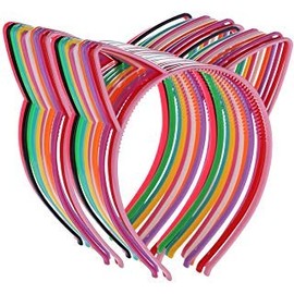 24 Cat Ear Headbands Plastic Hairbands Hair Hoops Party Costume Daily Decorations Party Bunny Cat Bow Headwear Cats Accessories for Women Girls Daily