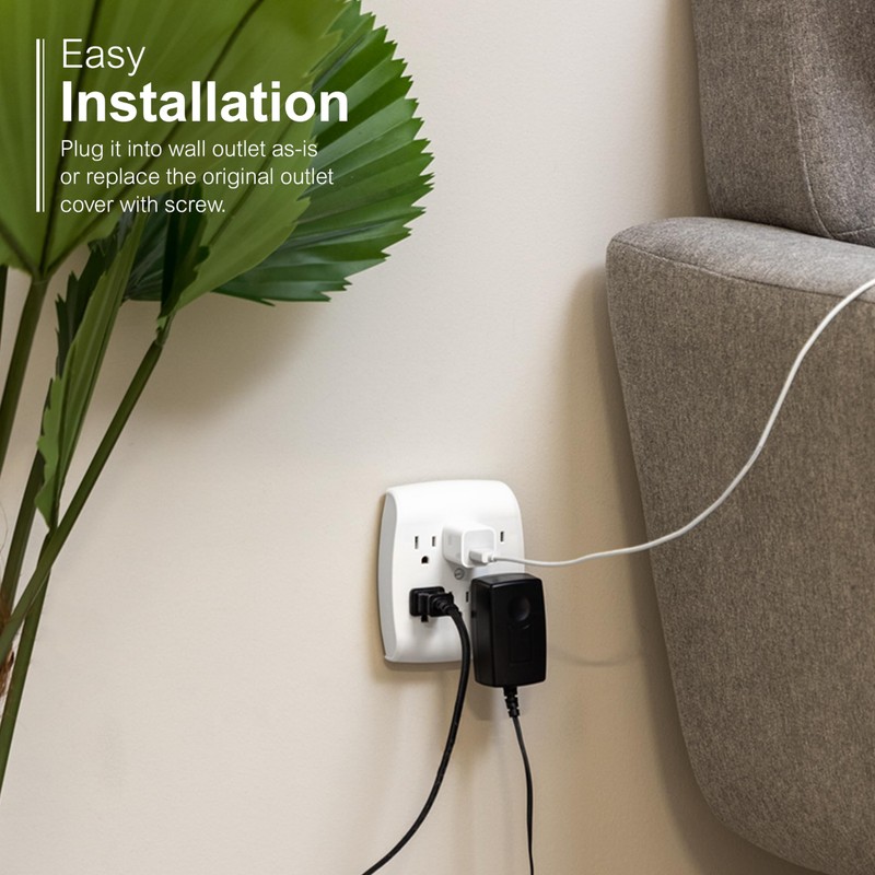 GE 6-Outlet Extender Wall Tap, Grounded Adapter, Outlet Splitter, Charging