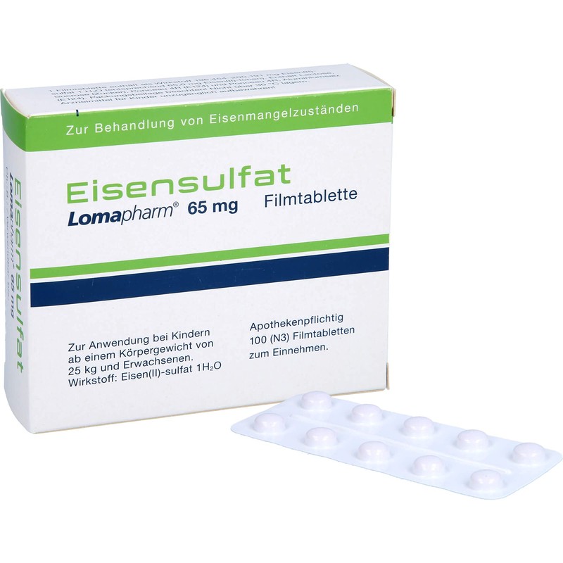 EISENSULFAT Lomapharm 65 mg Coated Tab, Pack of 100