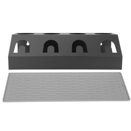 Universal 4 Holes Soda Bottle Drain Drying Rack Dish Drainer Holder with Pad for SodastreamBlack