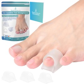 Byehambuni Pinky Toe Straightener, Hammer Toe Corrector for Women and Men, Small Hammer Toe Cushion, Gel Hammer Toe Splint - Clear, 6PCS, Small Size - Hole Diameter 0.5 inches