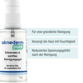 Aknederm Pure Cleansing Gel 50 ml I Gentle Wash Gel Face with AHA & PHA I Clarifying Face Wash Gel for a Thorough & Mild Face Cleansing I Vegan/Fragrance-Free & Paraben-Free