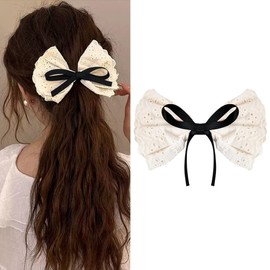 White Hair Bow Clips for Women Lace Bows for Hair French Barrette Hair Bows Hair Clips for Girls Bowknot Hair Clip Lace Bow Hair Accessories for Women Birthday Wedding Party Hair Bow Barrettes