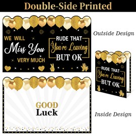 Kuxriox Retirement Party Decorations Card for Coworkers Men Women, Black Gold Large Miss You Cards With Envelope, Jumbo Good Luck Going Away Greeting Card Gifts, Farewell Guest Book Party Supplies