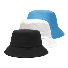 FUIPVGI 3 Pieces Summer Bucket Hat,3 Color Bucket Hat Sun Hat,UV Protection Sun Cap Fisherman Fishing Cap,for Unisex Women Men for Hunting Camping Hiking Travelling Fishing (UK, Alpha, L, XL, 3 PCS)