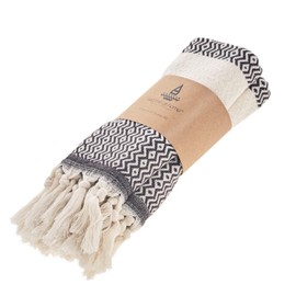 Decorative Turkish Hand Towels for Bathroom with Bohemian Design (Set of 2), 100% Turkish Cotton Farmhouse Boho Kitchen Towel Set, 16 x 36 Inches, Hair Face Dish Tea Towels (Dark Gray)