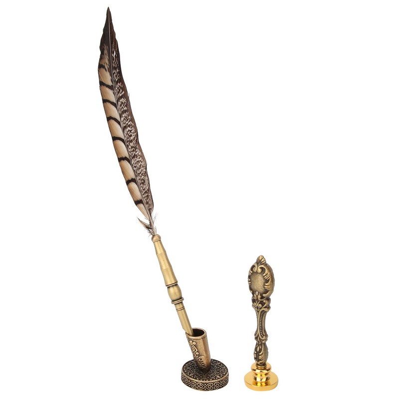 European Retro Stainless Steel Nibs Dip Writing Feather Pen Wax