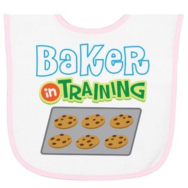 inktastic Baker in Training Baking Baby Terry Cloth Bib White and Pink 30a08