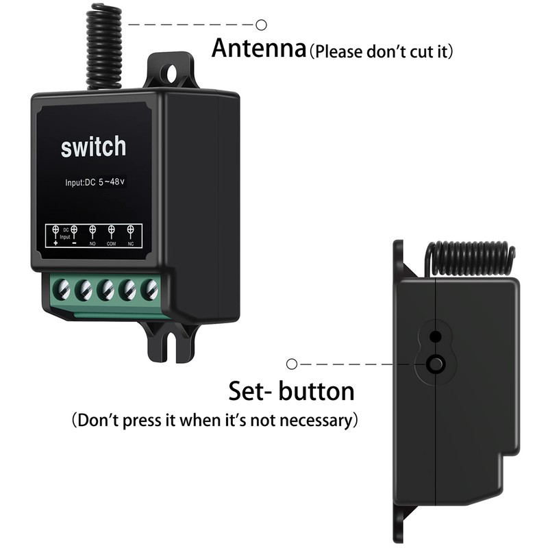 WOODGUILIN 12V Remote Control Switch Mini Wireless Remote Switch Dry