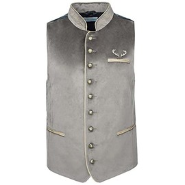 Goldschmidt Trachten Tim Traditional Vest | Vest Made of Velvet | Gilet Men's Simple, gray