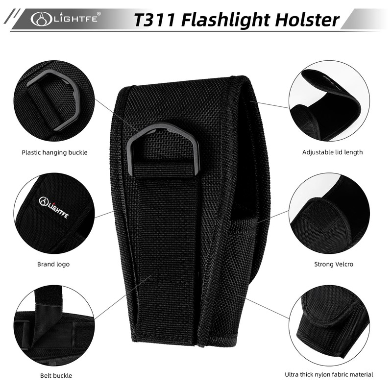 Flashlight Holster T311 Flashlight Pocket Nylon Cover, Suitable for flashlights
