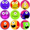144 Monster Faces 30mm School Reward Stickers for Teacher, Parent