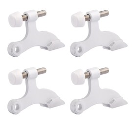 HOMOTEK 4 Pack Hinge Pin White Door Stopper,Adjustable Deluxe Heavy Duty Door Stopper 2-1/2"x1-3/4”,with White Rubber Bumper Tips