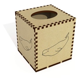 Square 'Beluga Whale' Wooden Tissue Box Cover (TB00003863)