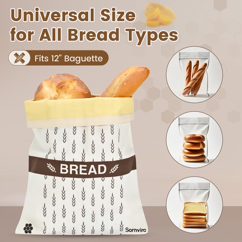 Reusable Beeswax Bread Bags for Sourdough & Homemade Bread, 2