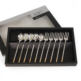 Square Gold Teaspoon/Teafork 10-Piece Set / 스퀘어 골드 티스푼티포크 10P 세트