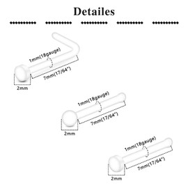 QWALIT Clear Nose Studs and Rings for Work - Plastic Nose Piercing Retainers and Spacers, 18g