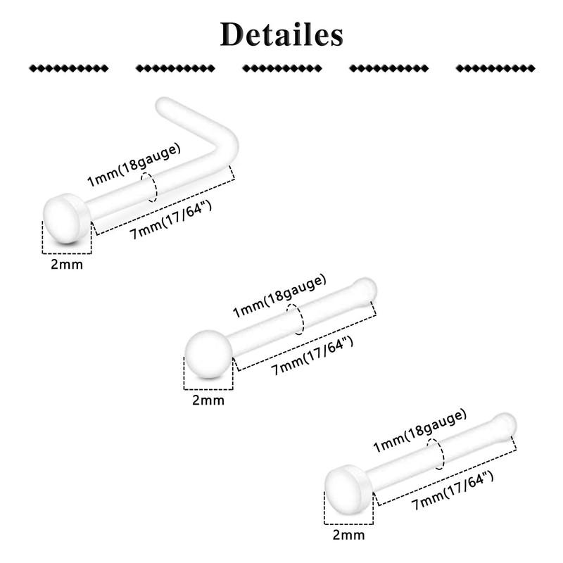 QWALIT Clear Nose Studs and Rings for Work - Plastic