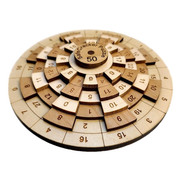 Safecracker 50 Hard Wooden Math Puzzle - Handmade Brain Teaser for Adults - Unique Gift - Made in USA