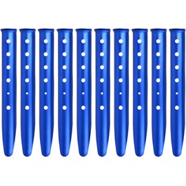 Takelablaze Aluminum Tent Stakes for Camping in Snow & Sand 10PCS Beach Canopy Tent Stakes U-Shaped Tent Pegs Lightweight Ground Nails for Beach Shade Canopy Hiking Backpacking Boating Picnic (Blue)