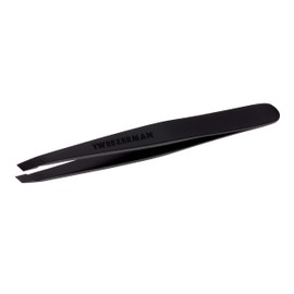TWEEZERMAN Stainless Steel Tweezers with Hand-Finished Angled Tip for Hair Plucking, Matte Black