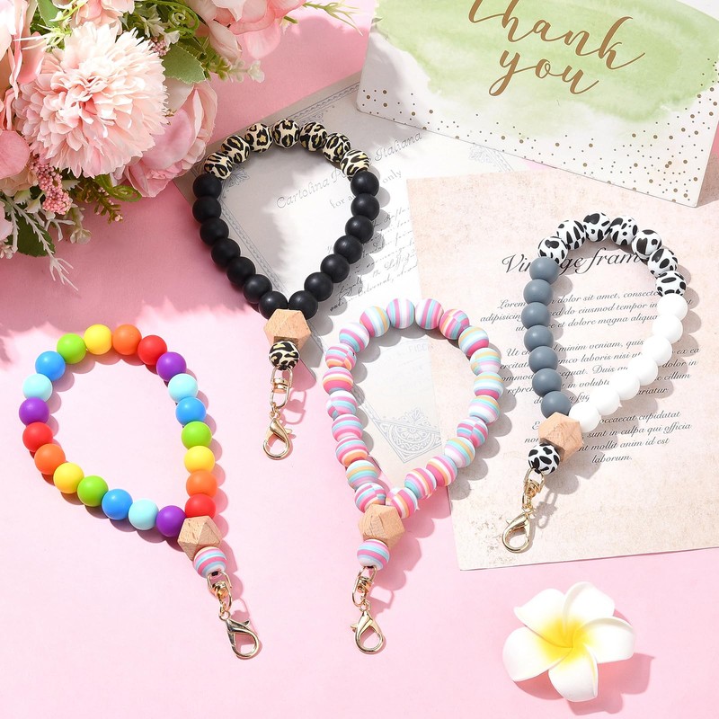 LEGENTLISUR Rainbow Silicone Beaded Phone Wrist Strap Cellphone Wristlet Lanyard