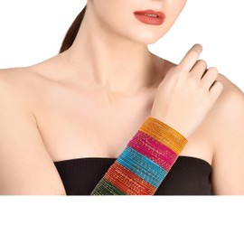 Touchstone "Colorful Bangle Collection Indian Bollywood Alloy Metal Multi Purpose Pretty Rich Look Textured Colors of Life Designer Jewelry Bangle Bracelets Combo of 12 Colors for Women